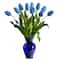 22" Light Blue Dutch Tulip Arrangement in Blue Vase